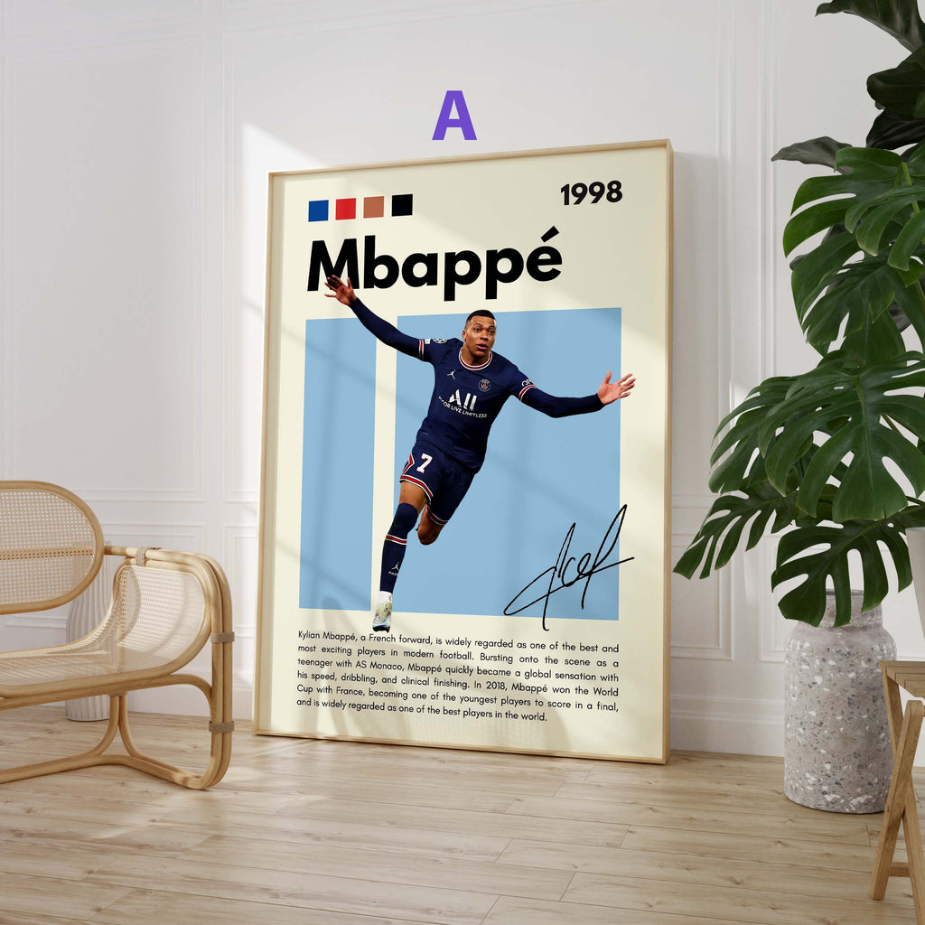 Futbol Yıldızları Posteri · Mbappé, Neymar, Messi, Hakimi, Haaland ve Yamal · Spor Duvar Sanatı · Çerçevesiz Baskı