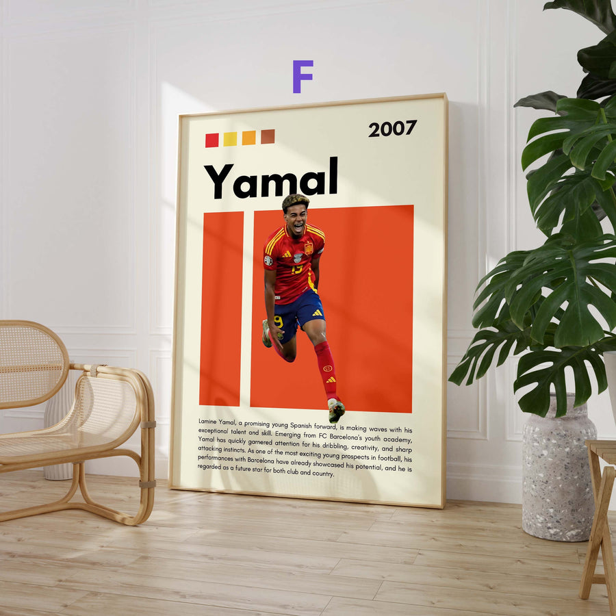 Football Stars Poster · Mbappé, Neymar, Messi, Hakimi, Haaland & Yamal · Sports Wall Art · Unframed Print