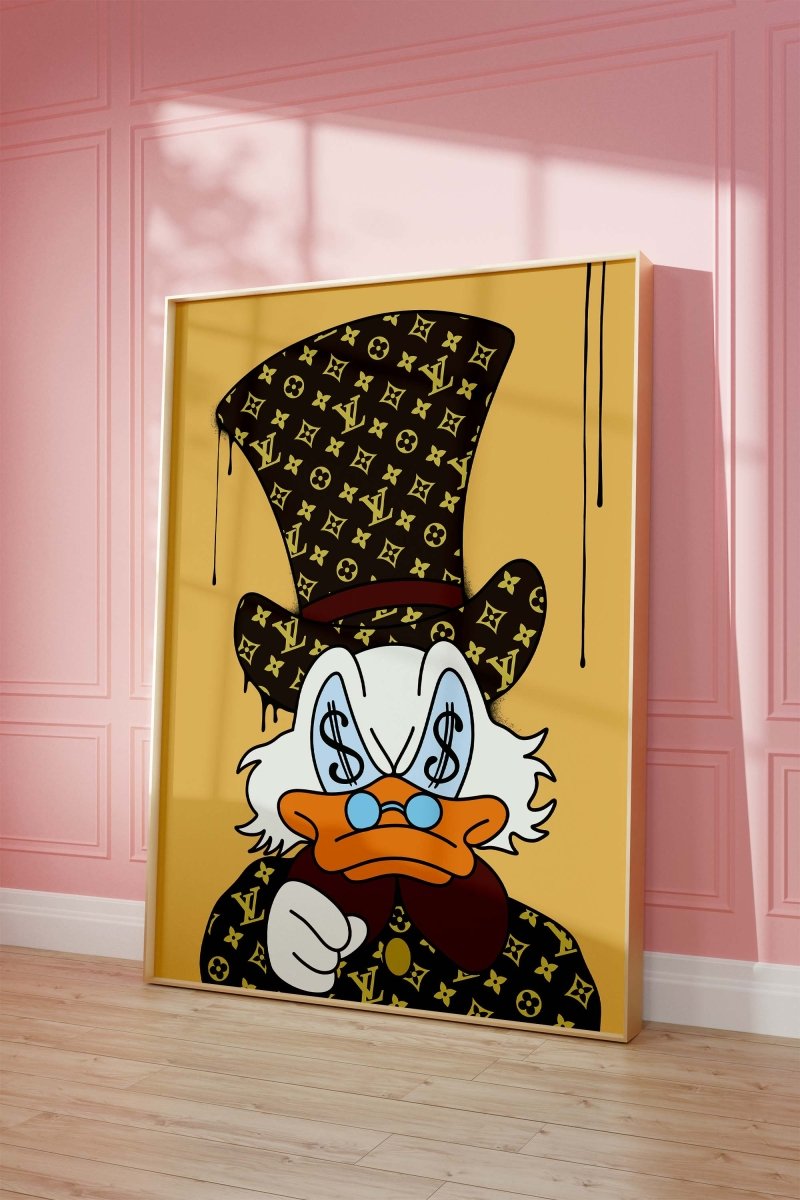 Luxury Duck Cartoon Poster · Money Eyes Design · Pop Art Street Art Style · Modern Wall Art · Unframed Print
