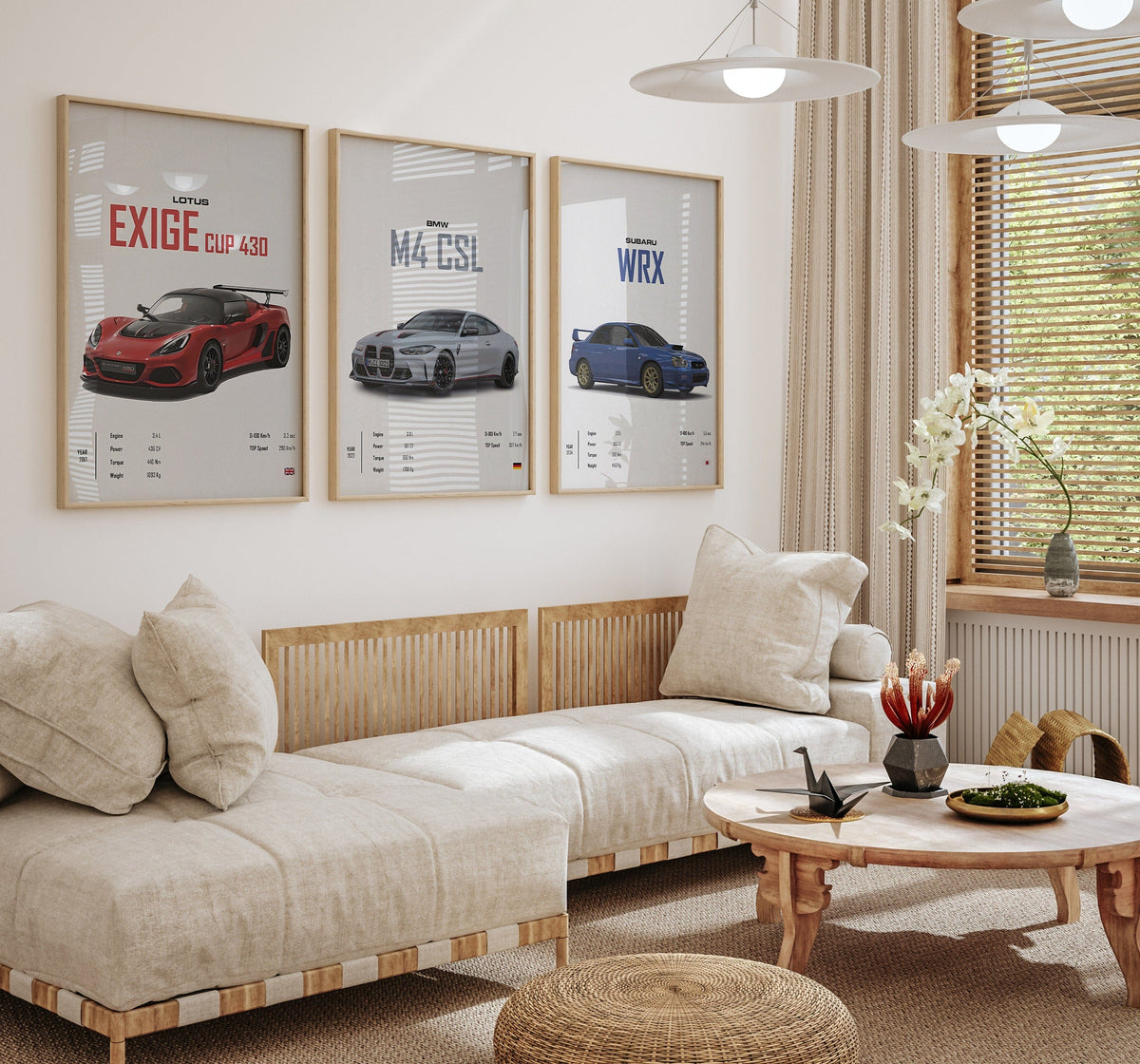Klasik Spor Araba Posteri · BMW, Lotus ve Subaru Efsaneleri · Erkeğe Hediye · Salon ve Ofis Duvar Sanatı · Çerçevesiz Baskı