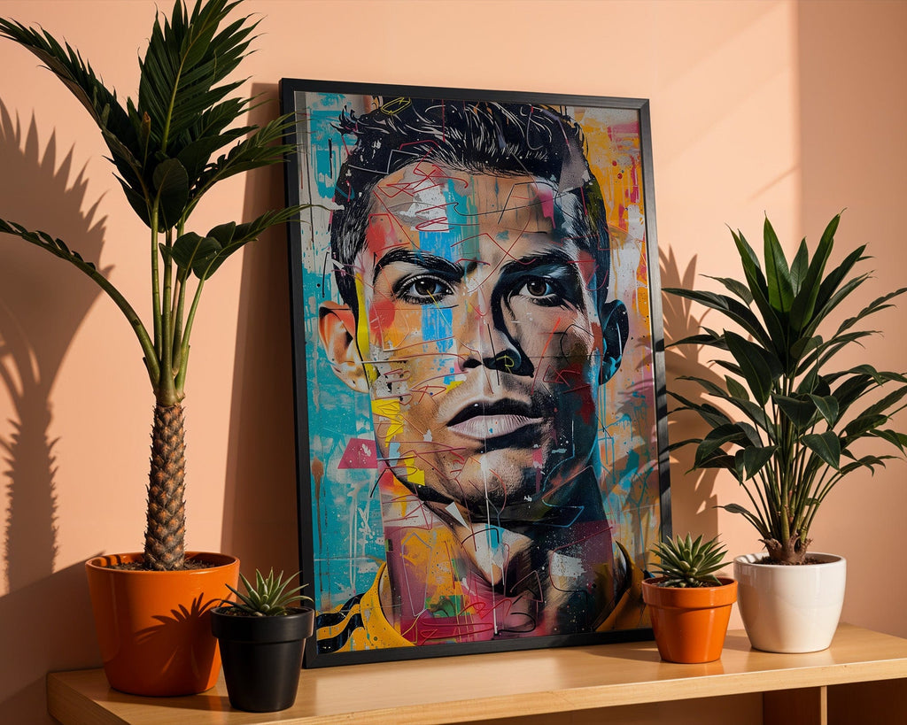 Street Art Football Legend Ronaldo · Pop Art Wall Art · Modern Graffiti Poster · Unframed Print